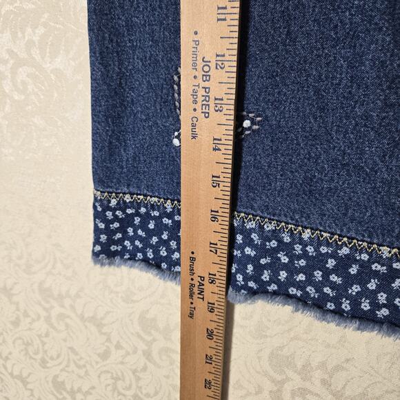 VTG Route 66 Denim Mini Skirt 17/18* Blue Cotton Embroidered Butterfly Hippie - Picture 10 of 11